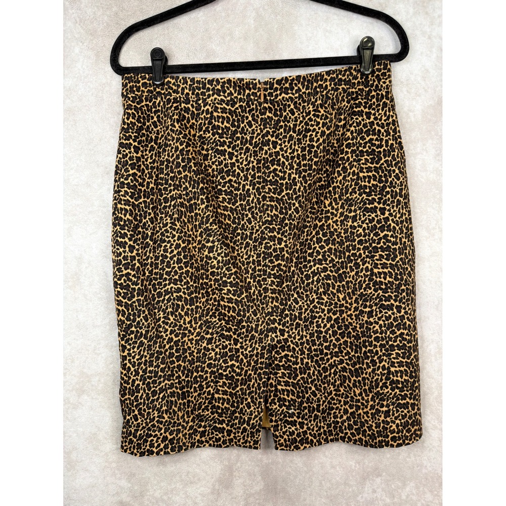 J.Crew Pencil Skirt Womens 10 Tan Black Leopard Print Velvet Knee Length - Picture 3 of 5